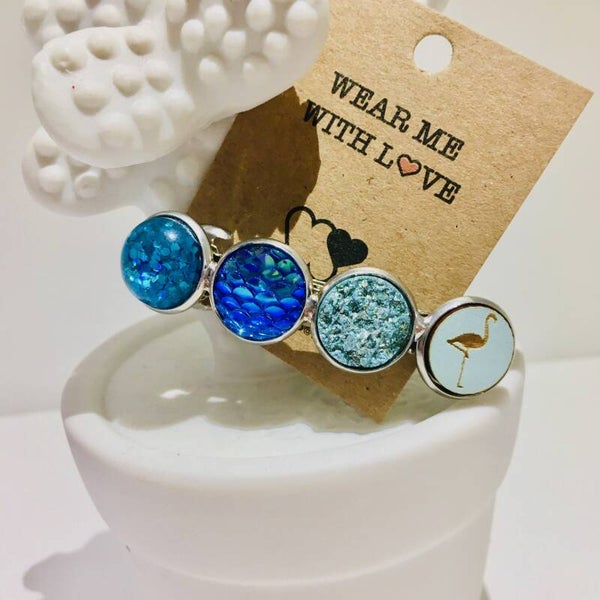 Haarspeld zilver blauw 