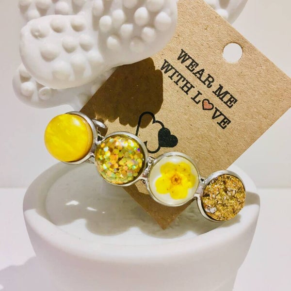 Haarspeld zilver geel