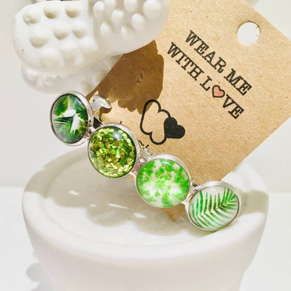 Haarspeld zilver groen