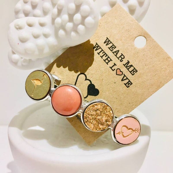 Haarspeld zilver zalmroos