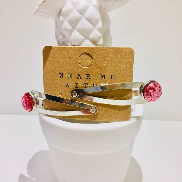 Clips fuchsia glitter