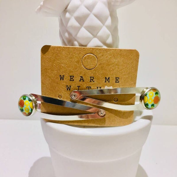 Clips groen geel ananasprint