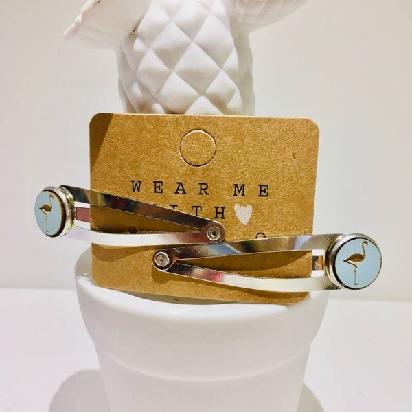 Clips blauw flamingo