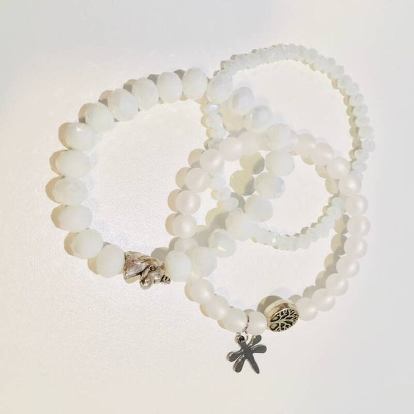 Armbanden setje van 3 zilver-wit