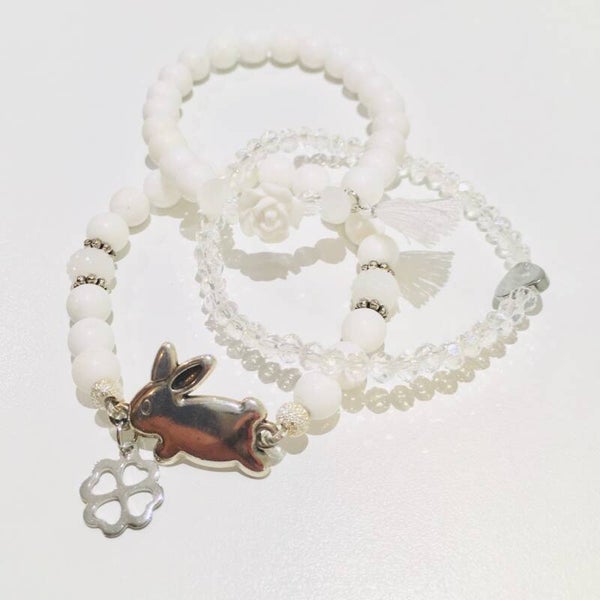 Armbanden setje van 3 zilver-wit