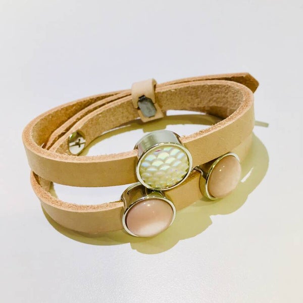 Cuoio armband licht roos