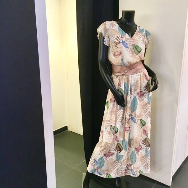 Lange jurk zomerse print beige