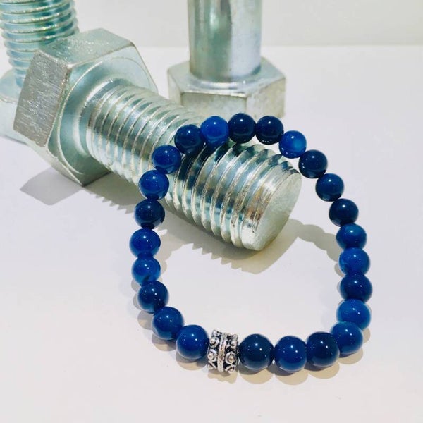 Stoere kralen armband blauw