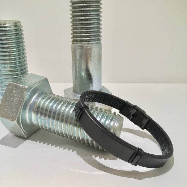 Stoere leren armband zwart