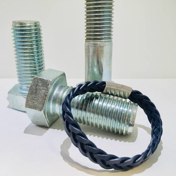 Stoere leren armband blauw