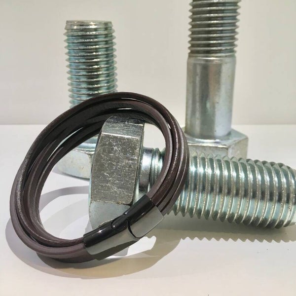 Stoere leren armband bruin