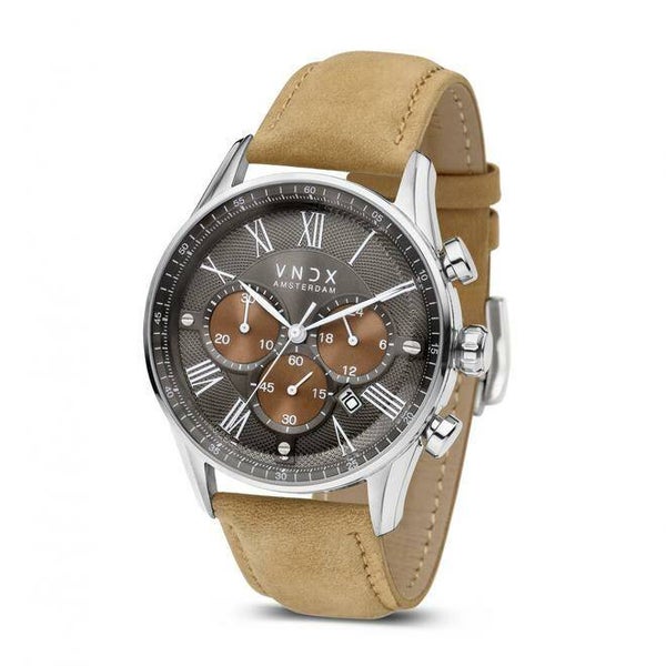 Horloge VNDX The Boss Two-Tone met beige leren band