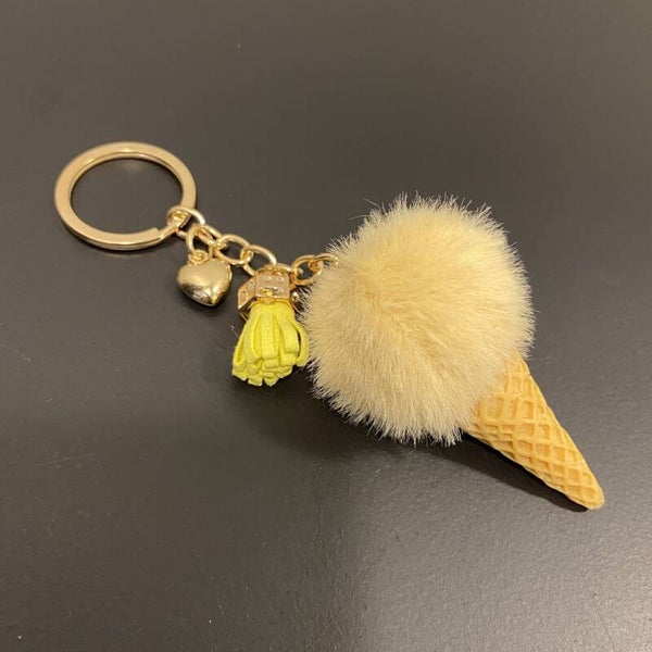 Sleutelhanger - ijsje geel