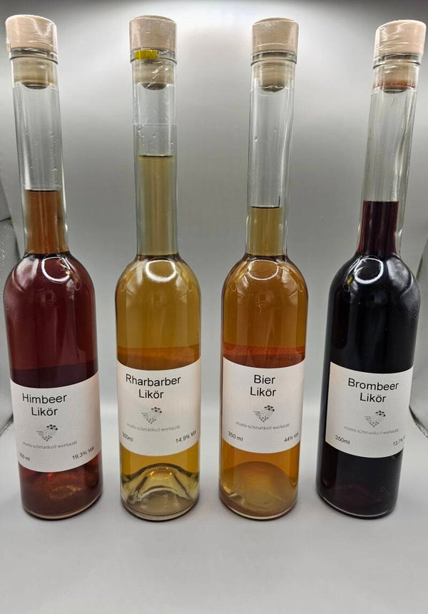 Bierlikör, Himbeer Likör, Rhabarber Likör oder Brombeer Likör