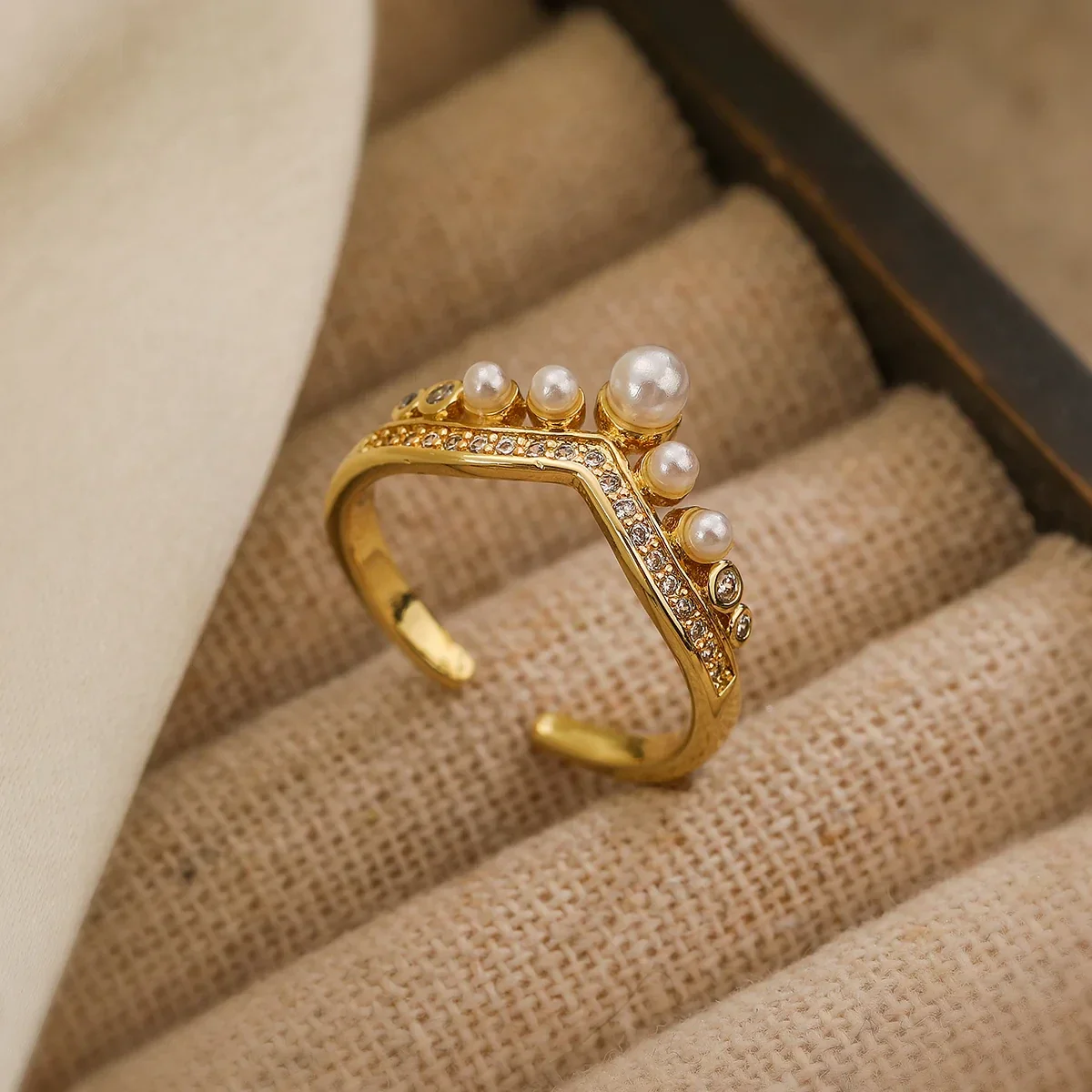 Simple Style Round Copper 18k Gold Plated Artificial Pearls Zircon "13738"