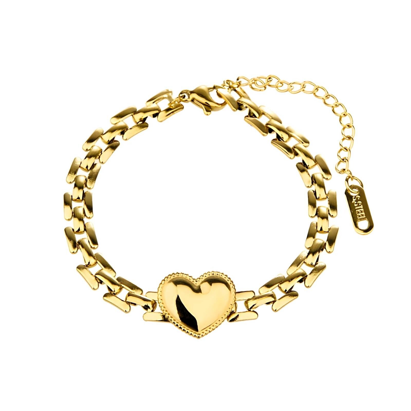 18K Gold Plated Stainless Steel "Lock Heart" Bracelet
