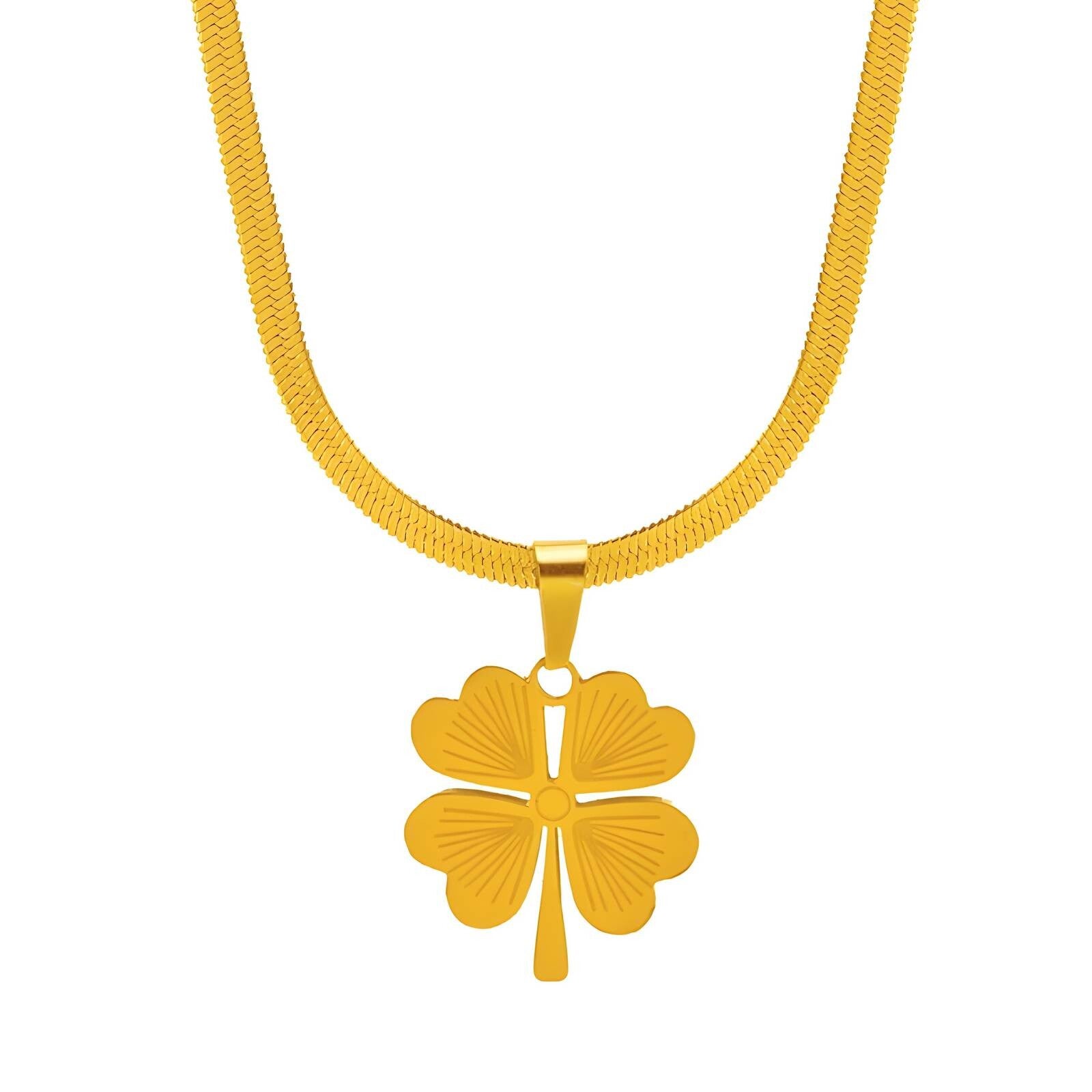 18K Gold Plated Stainless Steel "Flower Symbol" Necklace