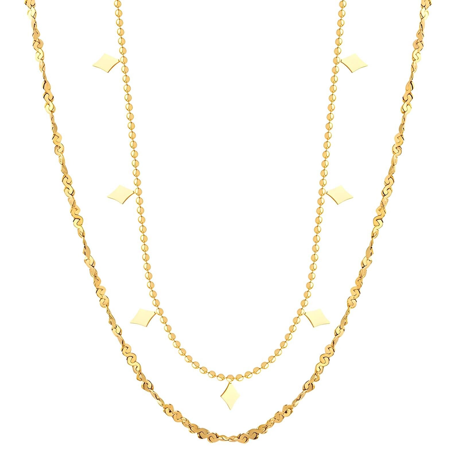 18K Gold Plated Stainless Steel "Double Diamond" Necklace