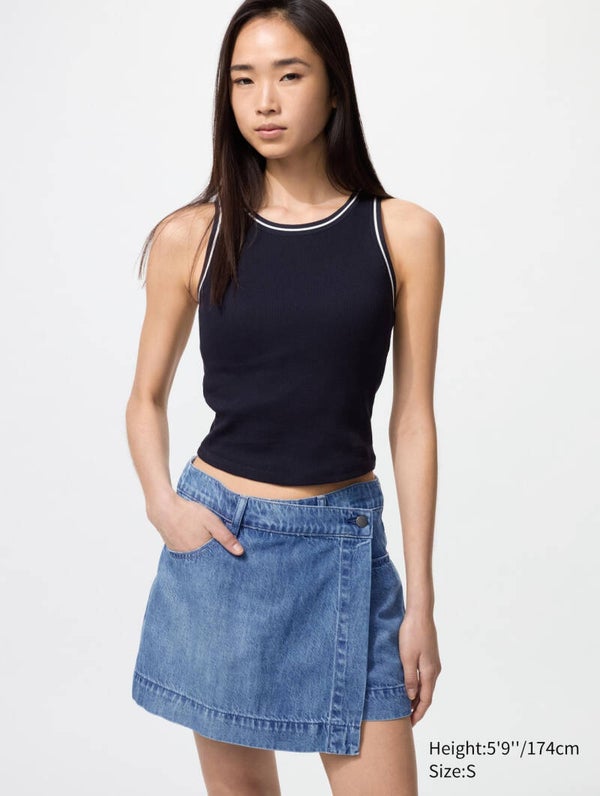 Drapey Denim Skort