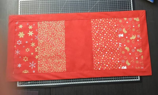 Tischläufer X-mas, rot/gold