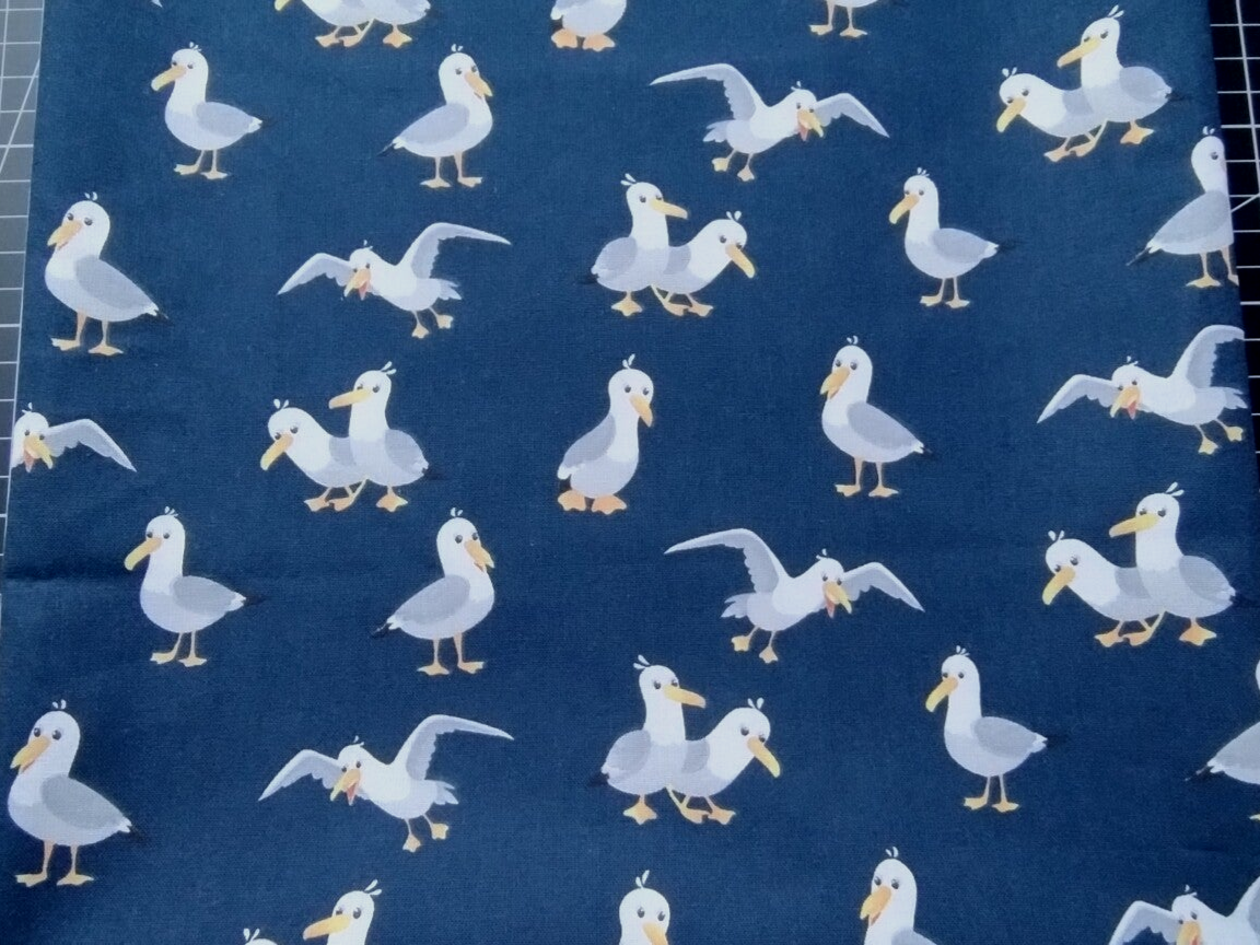 Baumwollstoff "Möwen", blau-color