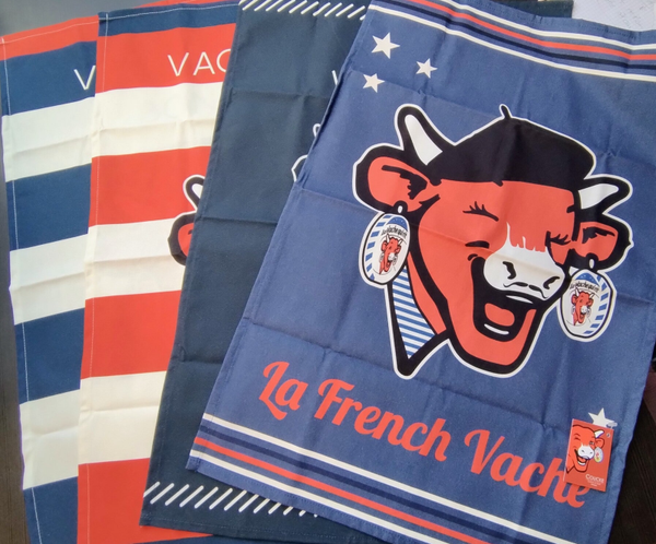 "La Vache qui rit" Geschirrtuch Geschenk-4er Set im Geschenkbeutel