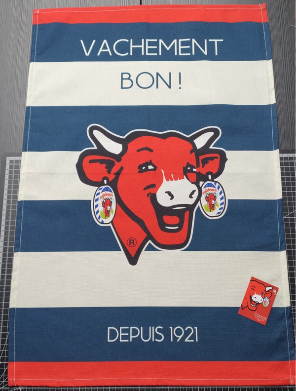 "La Vache qui rit" Geschirrtuch in blau-weiß