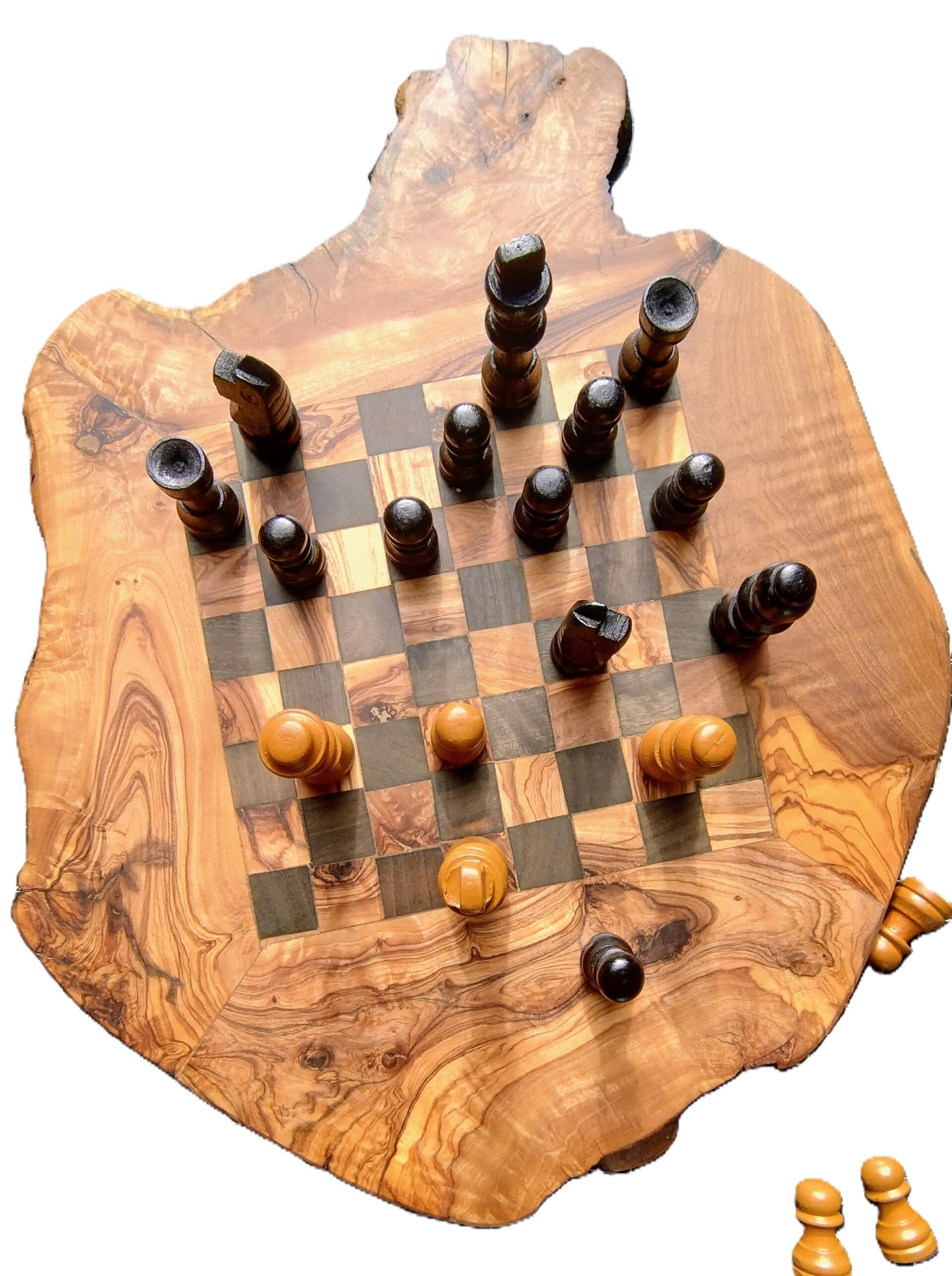 Schachbrett "Olive" mit Spielfiguren
