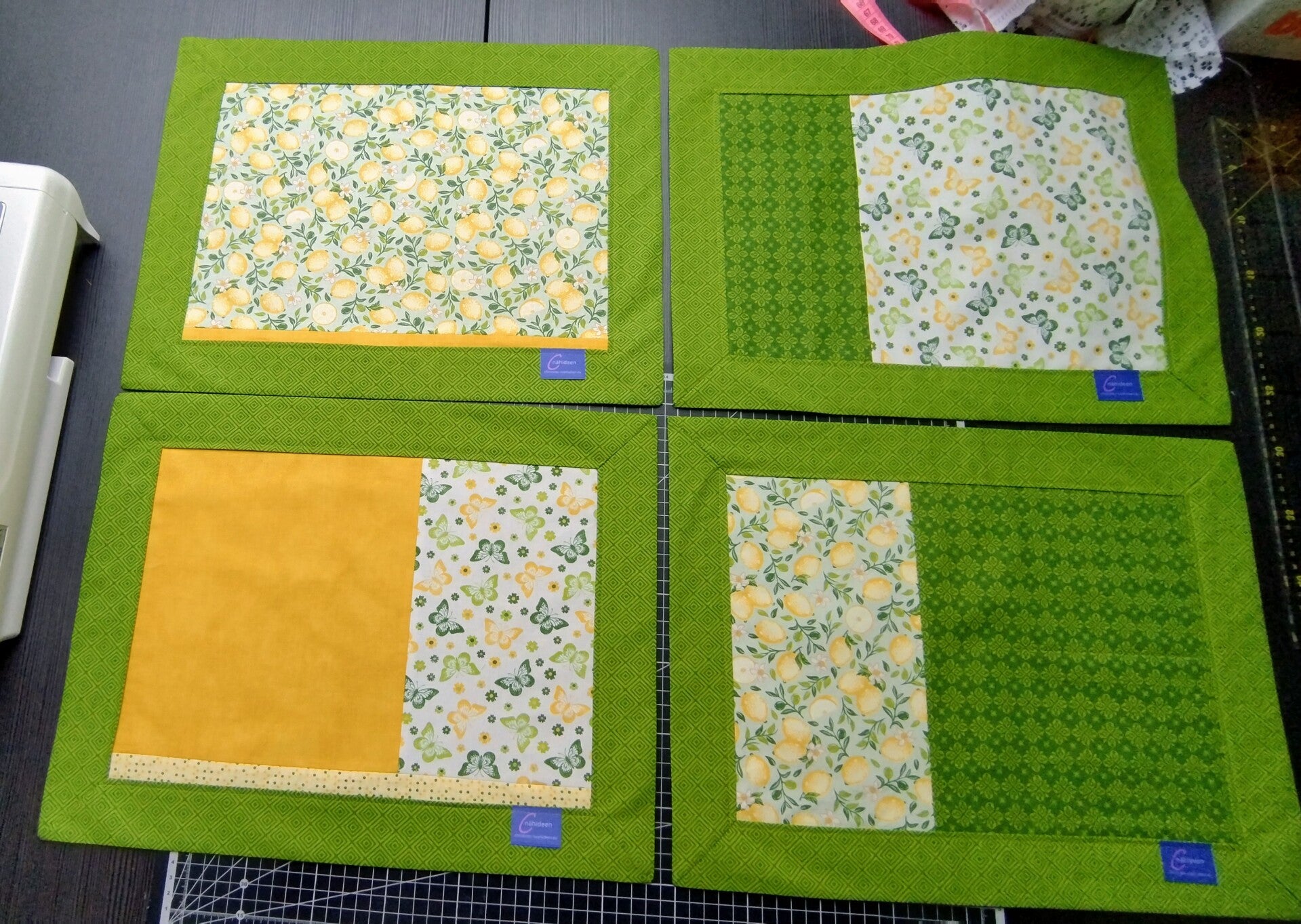 Platzgedecke 4er Set Patchwork „Lemon & Green"