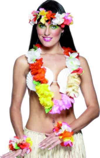 Gekleurde Hawaiiaanse bloemen Set