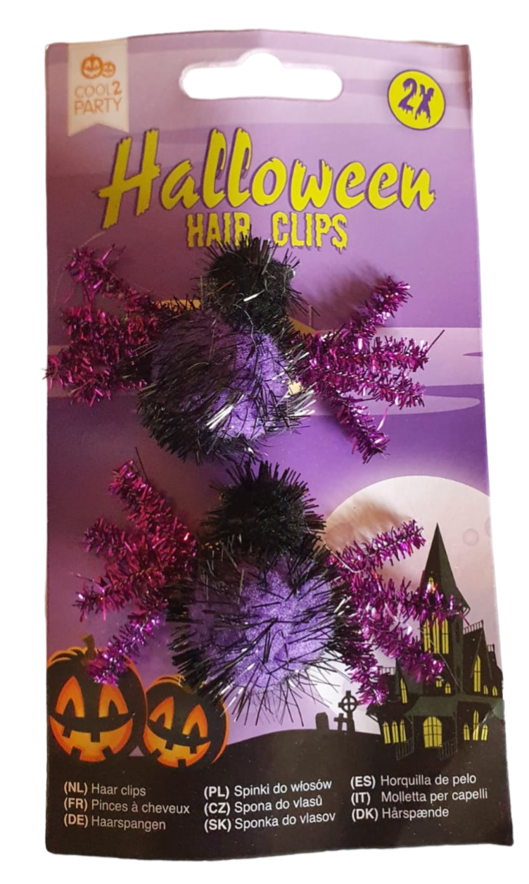 Halloween haarclip spin paars