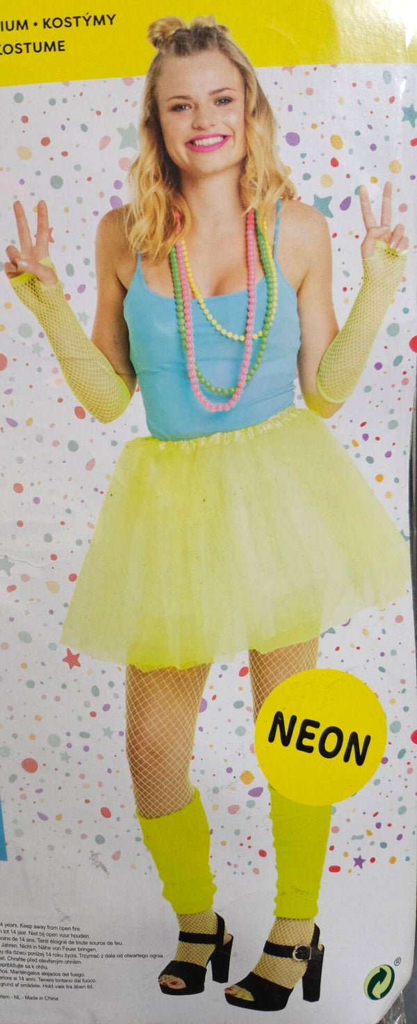 Tutu set geel neon volwassen