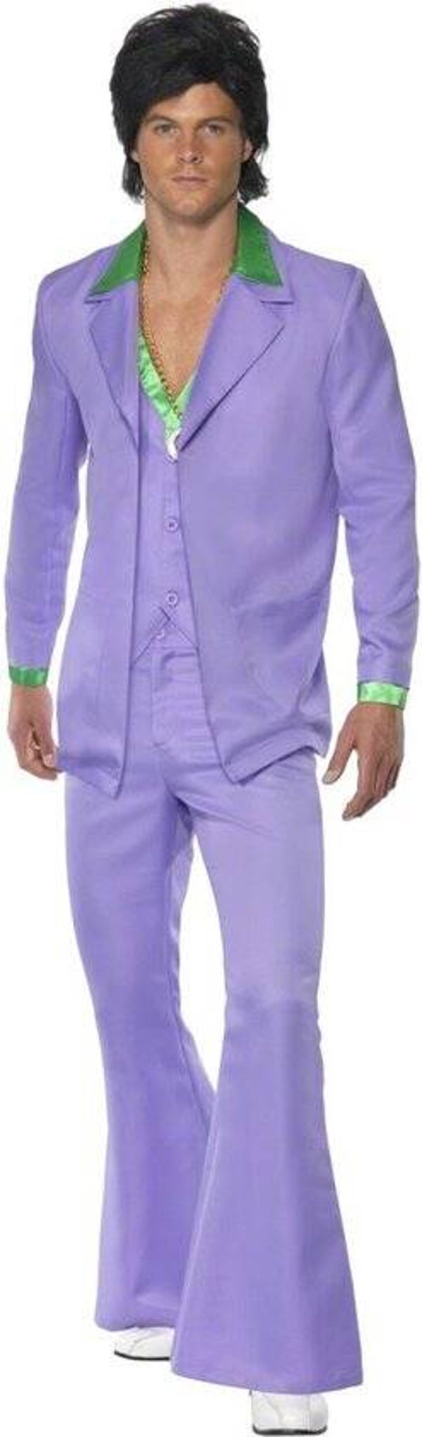 Paarse 70's Disco Kostuum Heren