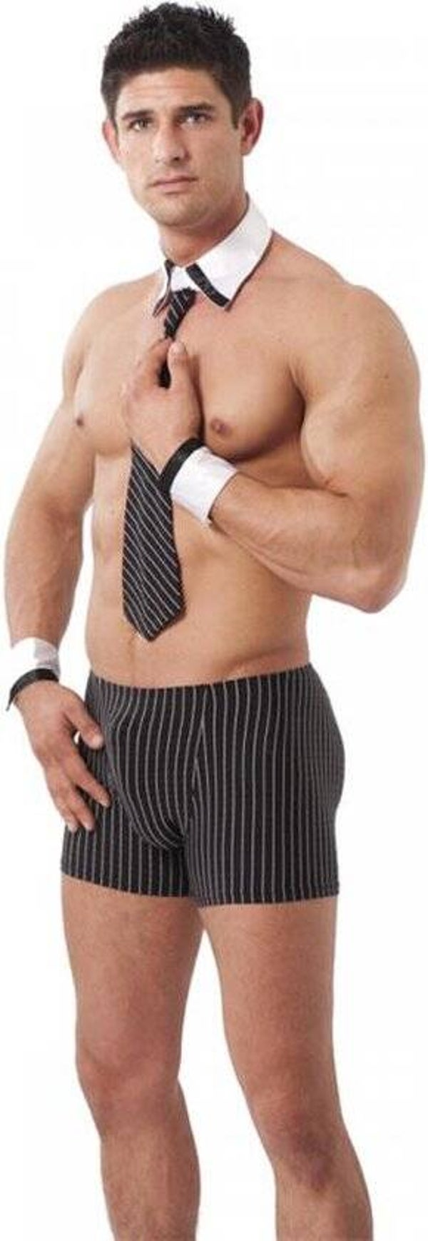 Krijtstreepje lingerie kantoor set voor heren - 4 delig