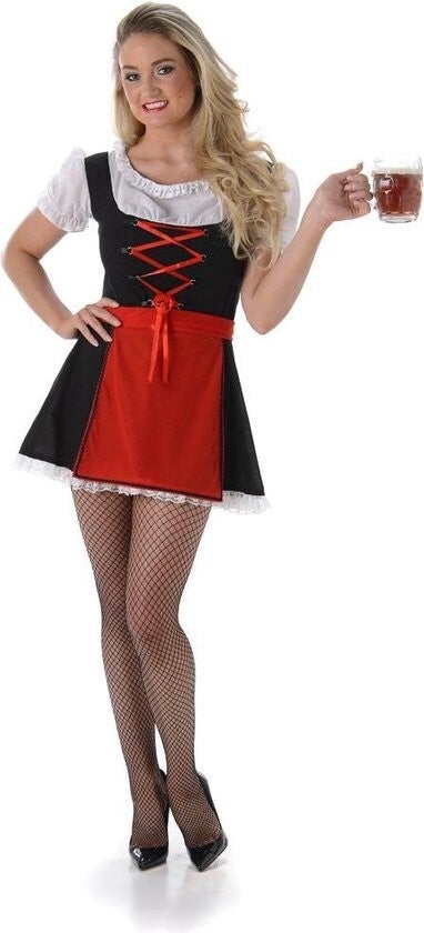 Dirndl jurk rood met zwart
