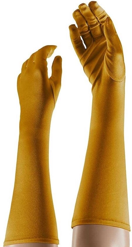 Lange satijnen handschoenen goud