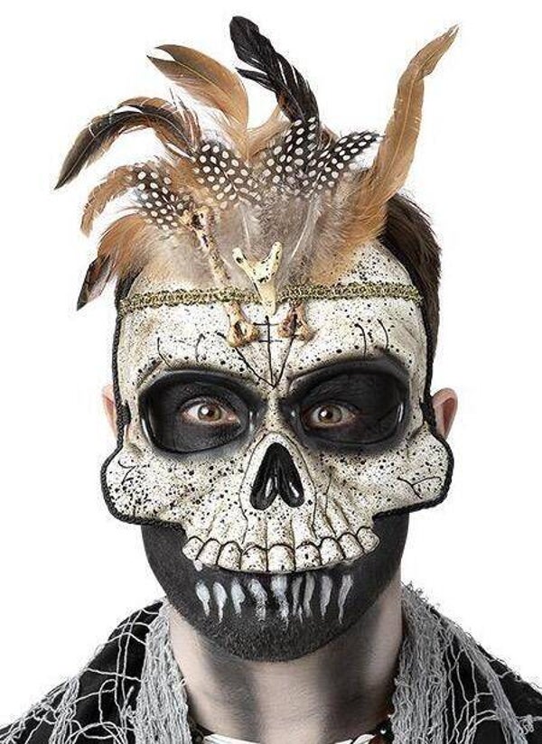 Schedel Masker met Veren