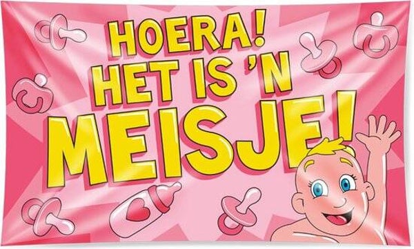 Hoera het is 'n meisje XXL gevelvlag