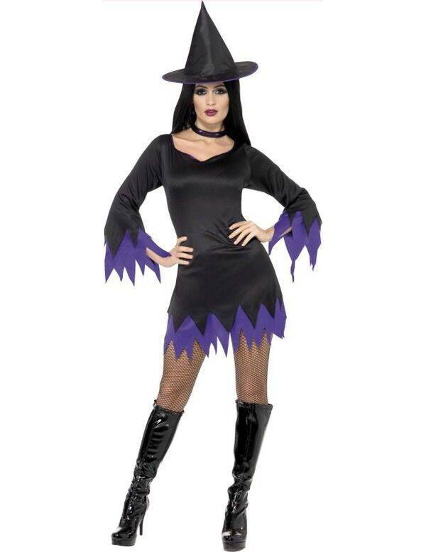 Heks zwart paars Halloween