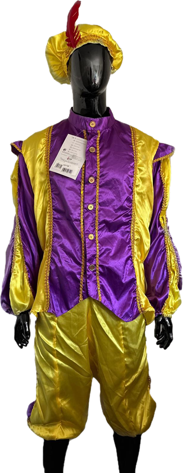 Pietenpak volwassenen paars/geel