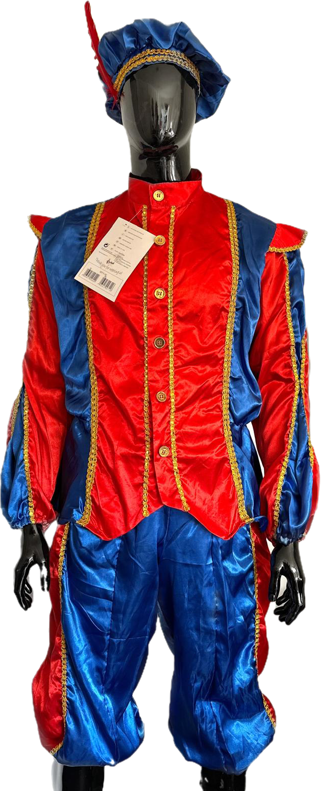 Pietenpak volwassenen blauw/rood