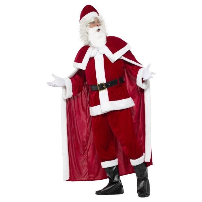 Kerstman kostuum met lange mantel