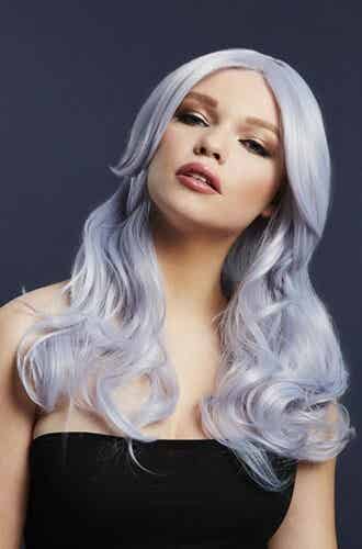 Luxe Pruik Nicole zilver lila Fever