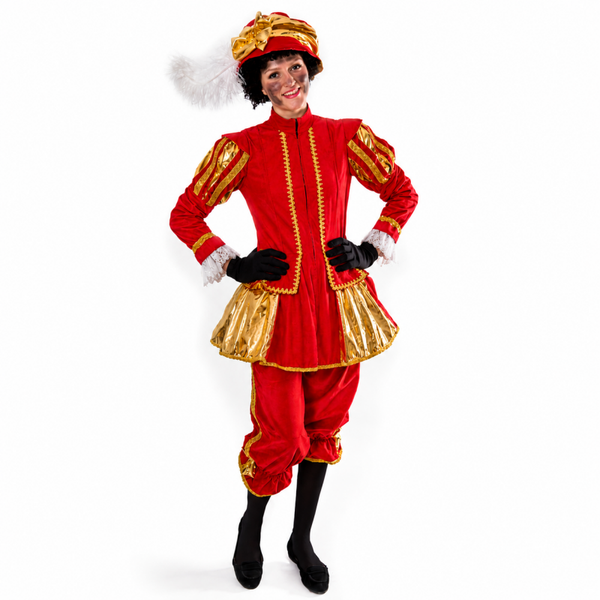 Luxe Dames Pietenpak Rood/Goud