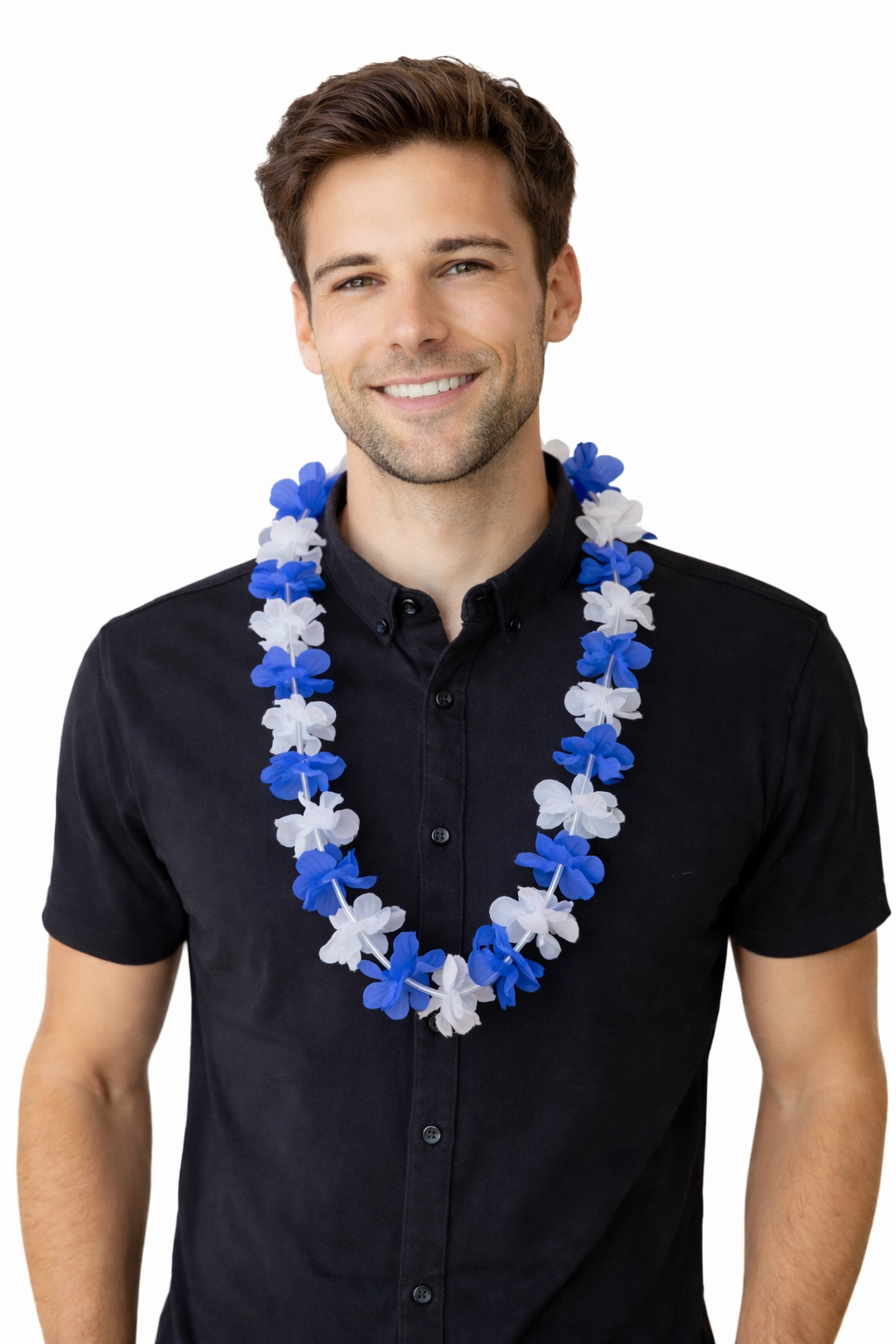 Hawaii ketting blauw/wit