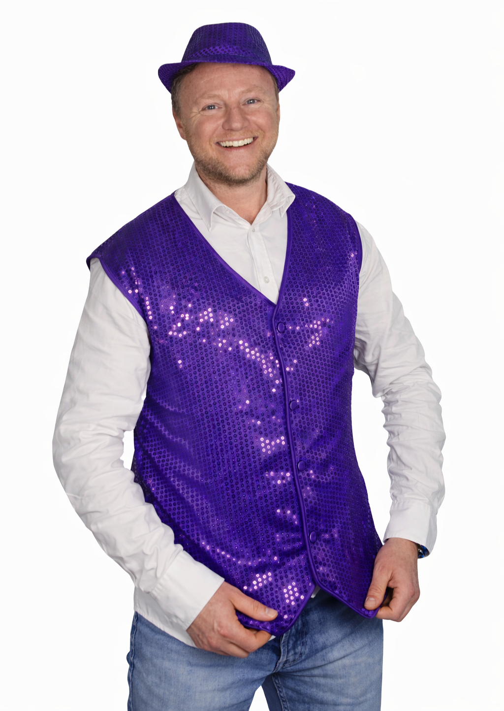 Blauwe Pailletten Gilet