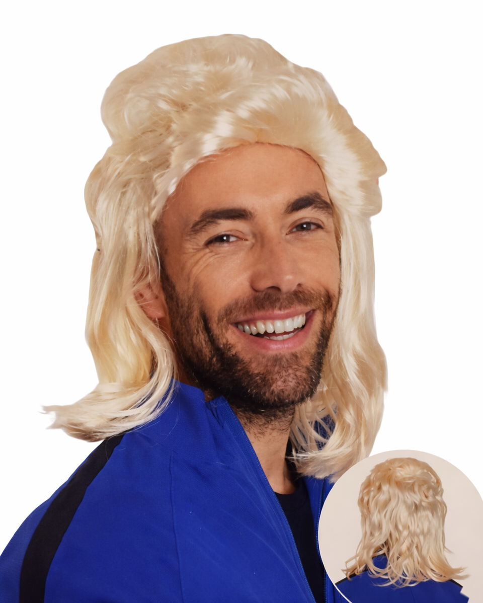Blonde Mullet Pruik