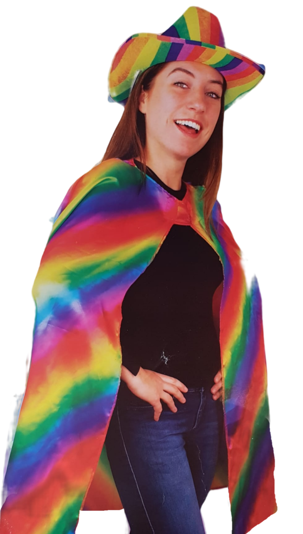 Regenboog cape volwassen
