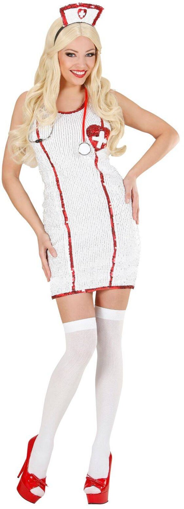 Verpleegster Paillettenjurk Kostuum Vrouw