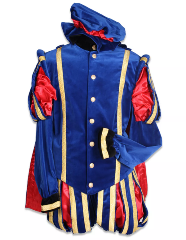 Pre-order Piet fluweel Malaga blauw/rood